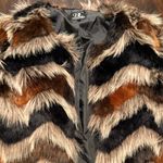 Dolce & Cabo Chevron Faux Fur Open Jacket Copper, Black and Tan Brown Photo 3