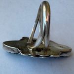 American Vintage Vintage Native American Sterling Silver Malachit Stone Statement Ring Navajo 90s Photo 6