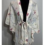 Time & Tru Kimono Sheer Dotted Floral Front Tie Coverup Beachy Size Small NEW Photo 0