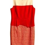 Tahari Elegant Red and Cream Sleeveless Sheath Dress. Size-6 Photo 0
