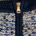 J.Crew  Womens Front Zip Navy Blue Metallic Tweed Front Zip Mini Skirt Photo 2