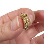 New Gold Tone Mini Hoop Huggie Rhinestone Spike Pierced Earrings Photo 3