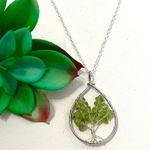 Handmade Natural Peridot Chip Tree of Life 18” Necklace Photo 0