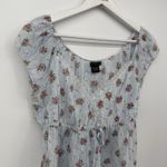 Fang Dainty Floral Striped Blue Multicolor Top Lace Trim Coquette Size Large Y2K Photo 1