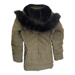 ZARA Longline Puffer Coat Green Faux Fur Removable Hood Small Down Feather Fill Photo 3