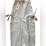Cleobella  Hand Printed Beige Linen Overalls | Small NWT Photo 2