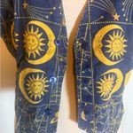 Vintage Celestial Sun Moon Vest Unisex Boho Astrology Print Button Velcro Front Blue Photo 1