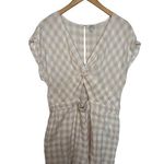 Loft  Ann Taylor Beach Romper Women’s Size L Cream/Tan Gingham Shorts Cut-Out Photo 1
