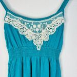 Delia's Delia’s Women's Teal Lace Trim Babydoll Tank Top Small Boho Summer Chic Photo 3