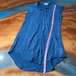 Cloth & Stone  Cotton Sleevless Collared shirt dress blue white size medium Photo 8