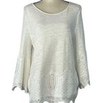 Adrianna Papell Medium Top Flared Sleeves Crochet Scoop Neck Semi-Sheer Stretch Photo 0