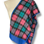 Vintage Plaid Scarf Rectangular‎ Long Blue Pink Teal Black 12" x 53" Classic Photo 0