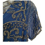 Pisarro Nights Illusion Beaded Mesh Column Gown Dark Teal Blue Size 2 NWT Photo 6