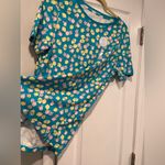 kim rogers NWT  Size S Turquoise Pink Lemon Crew Neck Short Sleeve Tee Shirt Photo 2