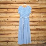 Mac Duggal 14521 Blue Floral Embellished Short Sleeve Mesh Gown Dress Photo 5