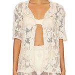 Agua Bendita NEW  x Revolve Axel Crochet Floral Button Front Top in cream Photo 0