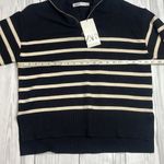 ZARA NWT  Black Striped Sweater Quarter Zip Blogger Favorite Small Photo 10