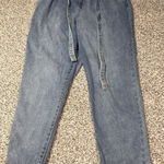 Wild Fable Women's Size 12 High Waist Paperbag Jeans Blue Frayed Hem Tie Belt Photo 0