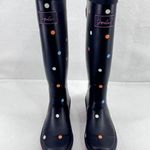 Joules Womens WellyPrint Navy Blue with Polka Dots Rubber Wellington Boots 6 Photo 1