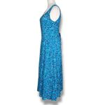 Vintage All That Jazz Blue Floral Rayon Maxi Dress Small Lace Up Back Romantic Photo 5