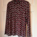 Anne Klein  Geometric Red and Black Women's XL Blouse Mockneck Photo 4