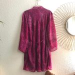 New York & Co. Fairy Whimsygoth Magical Pink paisley mini dress beaded rhinestone wide flare bell sleeves tie back v-neck Size 2X #whimsical #whimsigoth Measurement in pics Photo 2