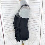 American Rag  Y2K Tiered Ruffle Crystal Racerback Tank Top Shirt Black Medium Photo 1