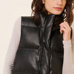 Vegan Leather Cropped Puffer Vest Black Photo 0