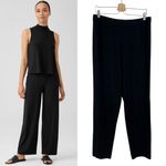Eileen Fisher Stretch Jersey Knit Straight Pant Easy Fit Ankle Black Size Medium Photo 1