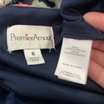 Premier Amour NWOT Navy Blue Pink Floral Ruffle Off Shoulder Maxi Dress Gown New Photo 8