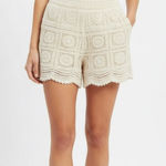 Rebellion  Crochet Knit Shorts Women’s Size M Ivory Boho Festival Lined Photo 0