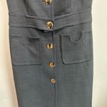 Tory Burch Gray Sleeveless Dress with Gold Buttons Photo 6