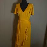 David's Bridal DAVID’S BRIDAL Bridesmaid Dress Women’s Size 6 Flutter Sleeve Crepe Satin Ruffle Photo 1