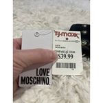 Moschino LOVE Black Vegan Leather Gold Heart Studded Full Zip Wallet Red Inside Photo 11