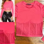 Primark  Hot Pink Long Sleeve Mesh Trim Rib Crop Top xxS(4-6) Photo 1