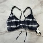 California Waves  Juniors Cinch Front Tie Dye Bralette Bikini Top Size XS Black Photo 1