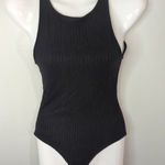 Abercrombie & Fitch Black Ribbed Criss Cross Back Bodysuit Shell Size S Photo 0
