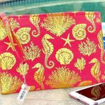 Stylemaker Sea Life Gold Foil Wristlet Bag Orange Photo 0