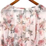 LC Lauren Conrad Pink Sheer Floral Boho Blouse Photo 6