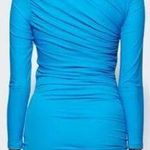 Balenciaga Long Sleeve Ruched Stretch-Jersey Mini Sheath Dress Cyan Women 36 / 0 Photo 1