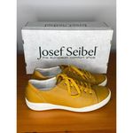 Josef Seibel Womens Leather Sneakers Mustard Yellow Lace Photo 1