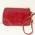 Coach Red Leather Small Wristlet Full Zip Wallet Card Holder Photo 4