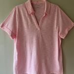Talbots Sz XL Pink Stretch Open Split V Neck Roll Cuff Pullover Blouse Tee Shirt Photo 1