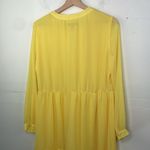 Vince Camuto  Yellow Chiffon Dress Baby Doll Split neck tiered long sleeve Small Photo 7