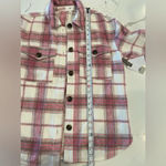 BP NWT NORDSTROM PLAID BRUSHED SHACKET IN IVORY-PINK PINKY PLAID Small Photo 7