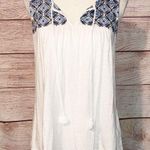Beach Lunch Lounge white and Blue embroidered cotton sleeveless tank top Size S Photo 0