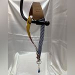 Handmade  Plaid Cats Wristlet Keychain with Navy Blue Tassel Photo 1