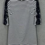 Eliza J Sheath Dress Womens 8 Black White Striped Lace Zipper Accent Preppy Twee Photo 0