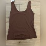 NEW Brown V Neck Tank Top Double Lined Fitted Tops Sleeveless Shirt M Size M Photo 1