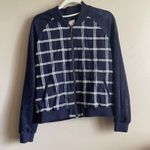 A New Day blue plaid faux suede sleeves jacket Photo 9